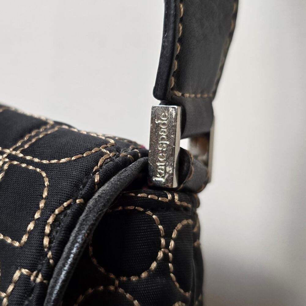 Kate Spade 1990s Iconic Purse, Vintage Logo Handbag, Dot Noel, Black & Tan Bag - Picture 2 of 10